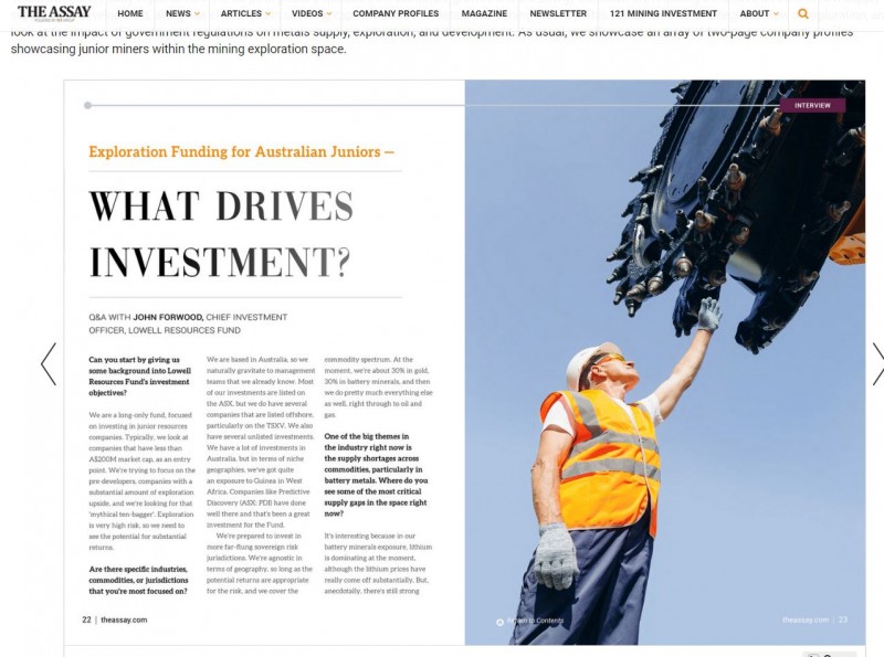 What drives Investment- article in The Assay