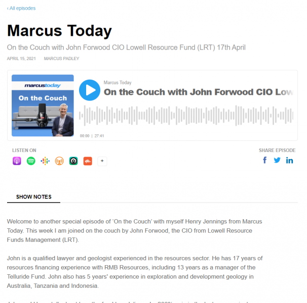 Marcus Today interview with John Forwood